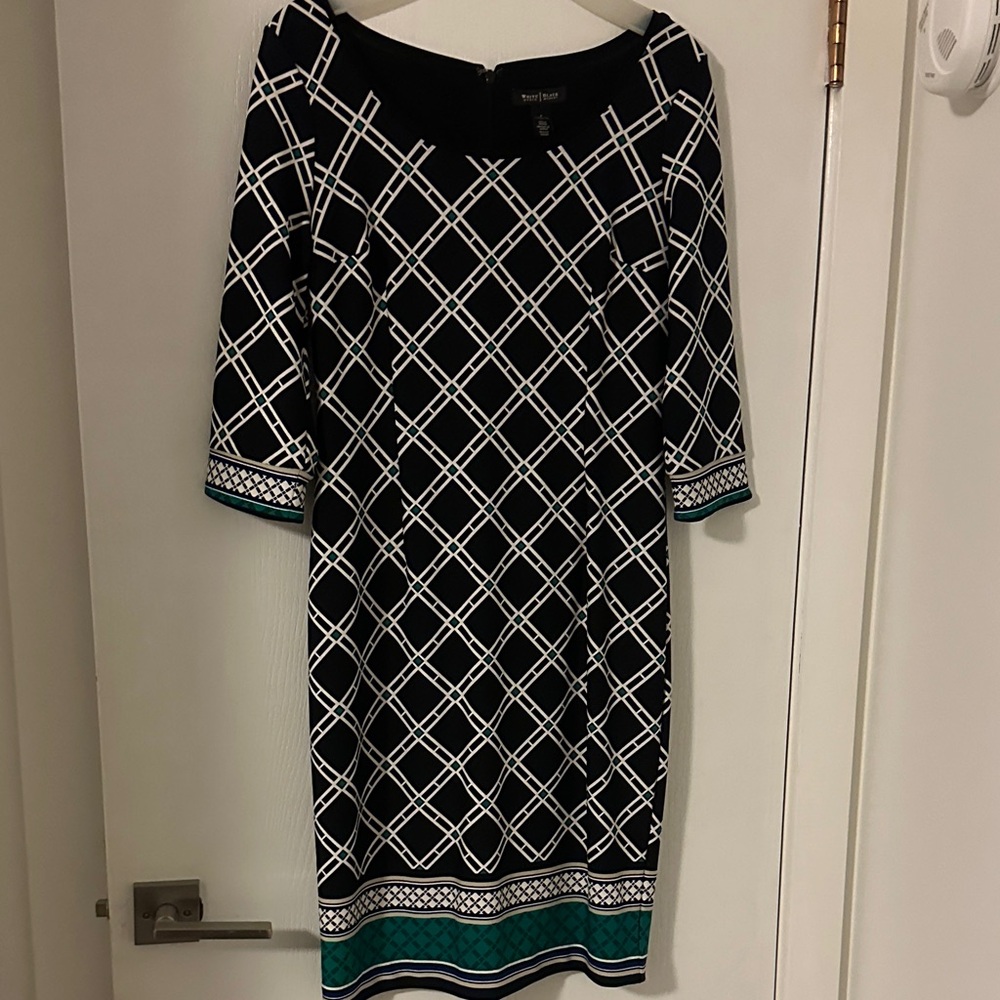 White House Black Market Black and White Patterned Dress